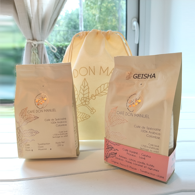 Combo Duo Saveurs<br>Café Geisha<br>& Café Lavé<br>2x250g grain